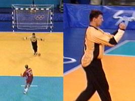 36.: Jan Holpert pariert einen Siebenmeter gegen Filippov! 36.: Jan Holpert pariert einen Siebenmeter gegen Filippov!