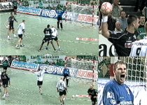 60. Minute, Strafwurf f�r Magdeburg: Perunicic tritt gegen Andersson an, wirft aber vorbei.