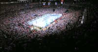 Unglaubliche Atmosph�re in der mit 15000 Zuschauern  ausverkauften "Arena Zagreb".