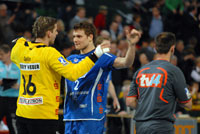 Die Matchwinner f�r den TBV Lemgo: Martin Galia und Michael Kraus.