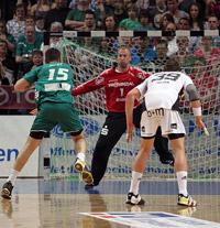 Thierry Omeyer parierte insgesamt 14 W�rfe, darunter auch drei Siebenmeter.