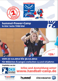 Das Kieler Handball Power-Camp findet vom 27. bis 30. Dezember 2012 statt. Das Kieler Handball Power-Camp findet vom 27. bis 30. Dezember 2012 statt.
