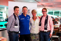 v.l.n.r.: Haraldur Gretarsson (Gesch�ftsf�hrer der  "Deutschen Fischfang-Union"), THW-Trainer  Alfred Gislason,  THW-Gesch�ftsstellenleiterin Sabine Holdorf-Schust, Sigmundur Andresson (Icefresh-Gesch�ftsf�hrer).