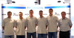 Saisoner�ffnungspressekonferenz: Trainer Serdarusic mit seinen Neuzug�ngen Adrian Wagner,  Christian Zeitz, Martin Boquist, Roman Pungartnik und Marcus Ahlm.