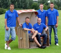 Die Neuzug�nge Momir Ilic,  Peter Gentzel,  Uli Derad,  Tobias Reichmann und Christian Sprenger. Es fehlen Aron Palmarsson  und Hendrik Pekeler.