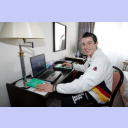 EM 2006: Er hat nicht nur Handball im Kopf: Dominik Klein lernt zwischen den Spielen und dem Training f�r sein Fernstudium. Er macht derzeit seine Fachhochschulreife mit den Schwerpunkten Wirtschaft und Verwaltung nach.