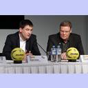 DHB-Pokal-Final-Four-Auslosung: Holger Kaiser (Flensburg), Klaus Elwardt.