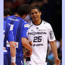 Daniel Narcisse im Gespr�ch mit Domagoj Duvnjak.